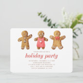 Watercolor Gingerbrot Man Holiday Party Einladung (Stehend Vorderseite)