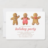 Watercolor Gingerbrot Man Holiday Party Einladung (Vorderseite)