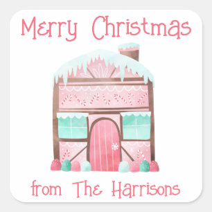 Watercolor Gingerbrot Weihnachtsgeschenke Angaben Quadratischer Aufkleber