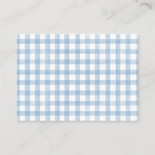 Watercolor Gingham Baby Blue Diaper Raffle Begleitkarte (Rückseite)