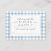 Watercolor Gingham Baby Blue Diaper Raffle Begleitkarte (Vorderseite)