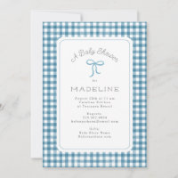 Watercolor Gingham Blue Baby Dusche