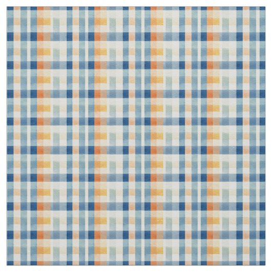 Watercolor Gingham Blue Orange Yellow Karos Stoff (Muster)