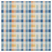 Watercolor Gingham Blue Orange Yellow Karos Stoff (Nahaufnahme)