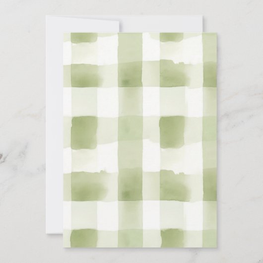 Watercolor Gingham Cocktail und Kekse Winter Einladung (Rückseite)