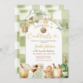 Watercolor Gingham Cocktail und Kekse Winter Einladung (Vorne/Hinten)