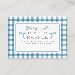 Watercolor Gingham Denim Blue Diaper Raffle Begleitkarte