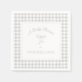 Watercolor Gingham Gray Baby Dusche Serviette