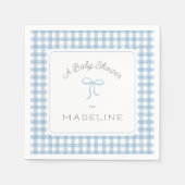 Watercolor Gingham Light Blue Baby Dusche Serviette (Vorderseite)