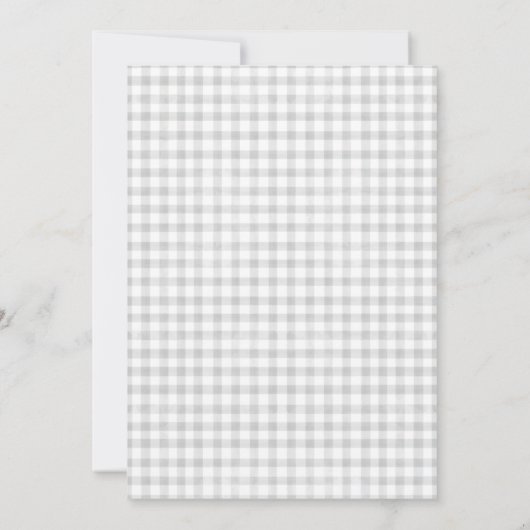 Watercolor Gingham Light Gray Baby Dusche Einladung (Rückseite)