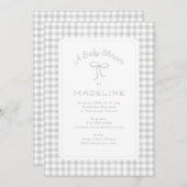 Watercolor Gingham Light Gray Baby Dusche Einladung (Vorne/Hinten)