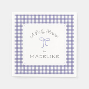 Watercolor Gingham Lila Baby Dusche Serviette