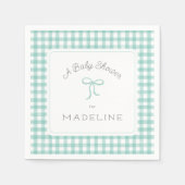 Watercolor Gingham Mint Green Baby Dusche Serviette (Vorderseite)