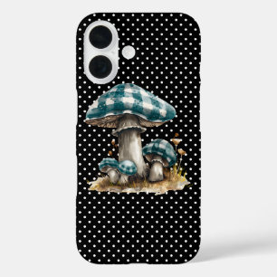 Watercolor Gingham Mushroom Garden iPhone 16 Hülle