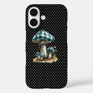 Watercolor Gingham Mushroom Garden iPhone 16 Hülle