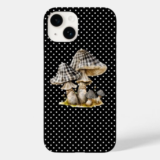 Watercolor Gingham Mushroom Garden Case-Mate iPhone Hülle (Rückseite)