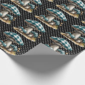 Watercolor Gingham Mushroom Garden Geschenkpapier (Ecke)