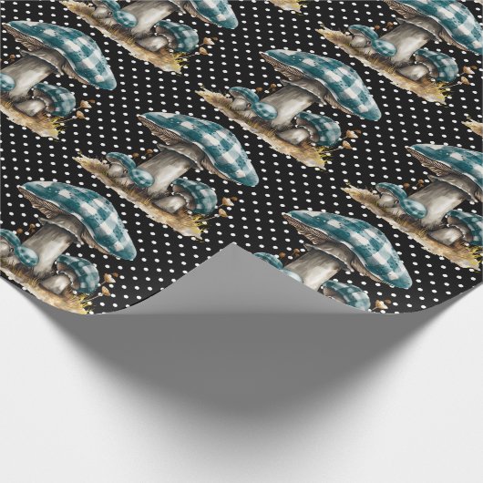 Watercolor Gingham Mushroom Garden Geschenkpapier (Ecke)