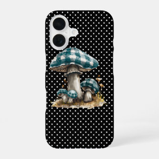 Watercolor Gingham Mushroom Garden iPhone 16 Hülle