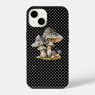 Watercolor Gingham Mushroom Garden iPhone 14 Hülle