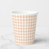 Watercolor Gingham Peach Baby Dusche Pappbecher (Rückseite)