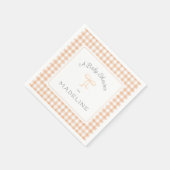 Watercolor Gingham Peach Baby Dusche Serviette (Ecke)