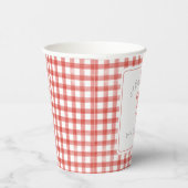 Watercolor Gingham Red Baby Dusche Pappbecher (Rechts)
