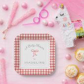 Watercolor Gingham Red Baby Dusche Pappteller (Party)