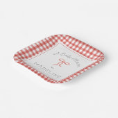 Watercolor Gingham Red Baby Dusche Pappteller (Gewinkelt)