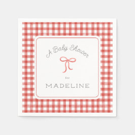 Watercolor Gingham Red Baby Dusche Serviette