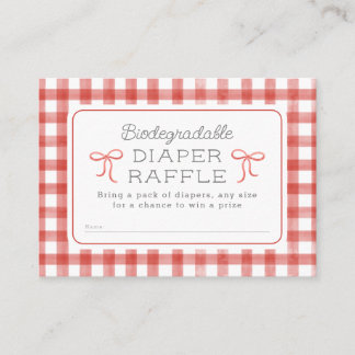 Watercolor Gingham Red Diaper Raffle Begleitkarte