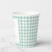 Watercolor Gingham Sage Green Baby Dusche Pappbecher (Links)