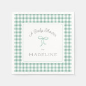 Watercolor Gingham Sage Green Baby Dusche Serviette (Vorderseite)