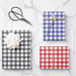 Watercolor Gingham Wrapping Paper Geschenkpapier Set