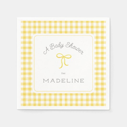Watercolor Gingham Yellow Baby Dusche Serviette (Vorderseite)