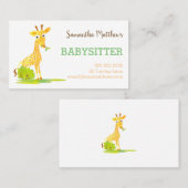 Watercolor Giraffe Babysitter Childcare Provider Visitenkarte (Vorne/Hinten)