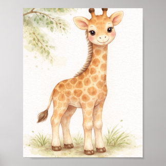 Watercolor Giraffe Nursery Wall Art Poster