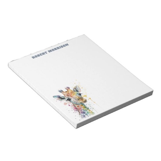 Watercolor Giraffe Sophisticated Notepad Notizblock (angewinkelt)