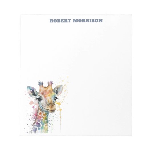 Watercolor Giraffe Sophisticated Notepad Notizblock (Vorderseite)