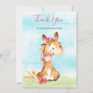 Watercolor Girl Horl Farm Vielen Dank Dankeskarte