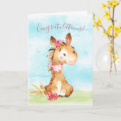 Watercolor Girl Horl Glückwünsche Karte (Gelbe Blume)