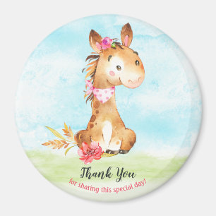 Watercolor Girl Horse Baby Showfarm Vielen Dank Magnet