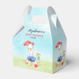Watercolor Girl Rooster Baby Showfarm Geschenkschachtel