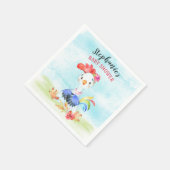 Watercolor Girl Rooster Baby Showfarm Serviette (Ecke)