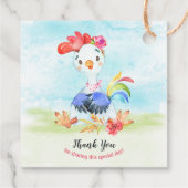Watercolor Girl Rooster Farm Vielen Dank Geschenkanhänger (Rückseite)