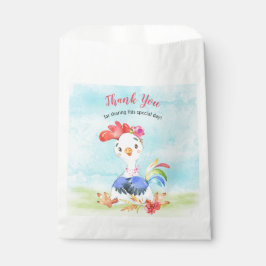 Watercolor Girl Rooster Farm Vielen Dank Geschenktütchen