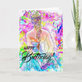 "Watercolor Girl" Sweet 16 Birthday Card Karte (Vorderseite)