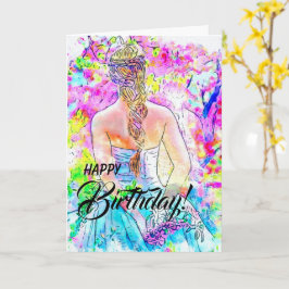 "Watercolor Girl" Sweet 16 Birthday Card Karte
