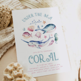Watercolor Girl's Under the Sea Invitation Einladung