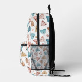 Watercolor Girly Boho Blue Butterfly Mogram Bedruckter Rucksack (Rechts)